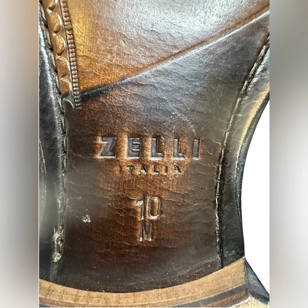 Zelli Savannah Italian calfskin penny loafer black men shoes, size 10, pre-owned